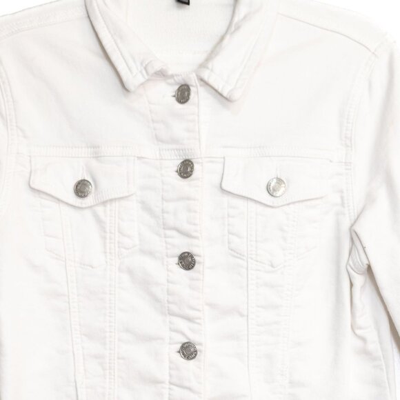 Buffalo Size S White Denim Jean Jacket Classic Fitted Button Down Casual Outerwe - Picture 3 of 8